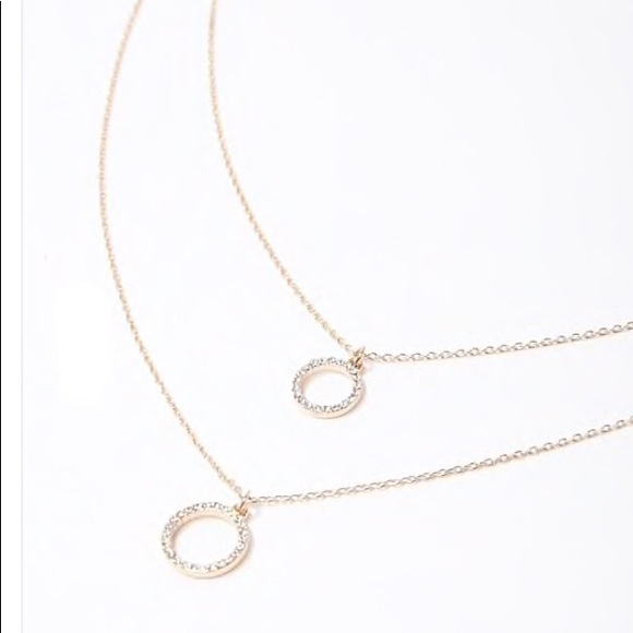 3/$30 Rhinestone Circle Layered Necklace - Picture 2 of 2